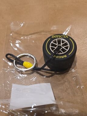 Invicta Black & Yellow Racing Tire Keychain Accessory
